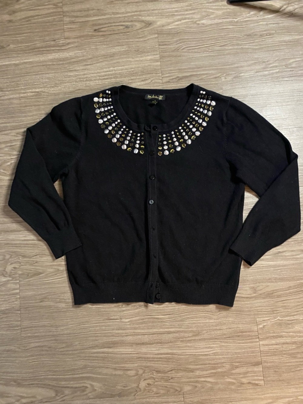 Top Knit Black Studded Cardigan Sweater Boutique Y2K Rock Glam Cropped